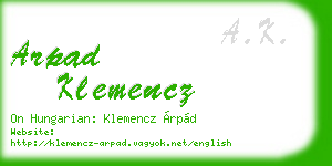 arpad klemencz business card