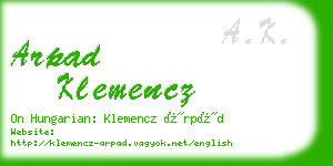 arpad klemencz business card